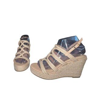 ZIGI SOHO Women's Size 7.5 Beige Iole Wedge Espadrille Sandal Heels Excellent‎
